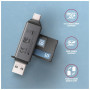 Зчитувач флеш-карт AXAGON USB-C + USB-A to SD/microSD 5Gbps gray (CRE-DAC)