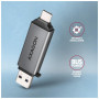 Зчитувач флеш-карт AXAGON USB-C + USB-A to SD/microSD 5Gbps gray (CRE-DAC)