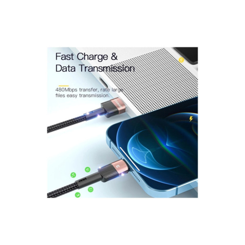 Дата кабель USB 2.0 AM to Lightning 2.0m 2.4A blue Essager (EXCL-XCA03)