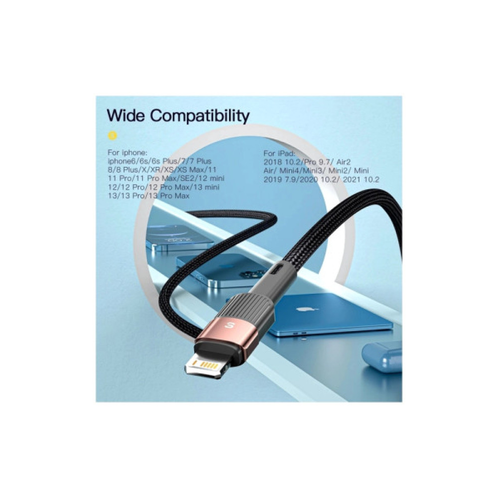 Дата кабель USB 2.0 AM to Lightning 2.0m 2.4A blue Essager (EXCL-XCA03)