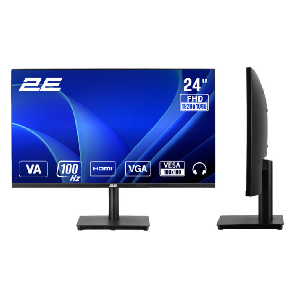 Монітор 2E 23.8" A2425B D-Sub, HDMI, VA, 100Hz, FreeSync