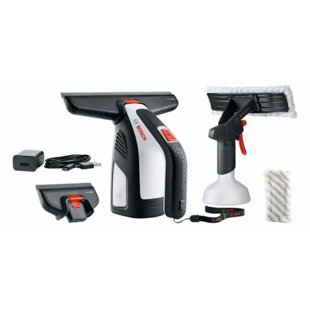Пилосос Bosch GlassVAC віконний, акумуляторний, 3.6В, 2Аг, контейнер 0.1 Л, 0.7 кг, +насадки і пульв.