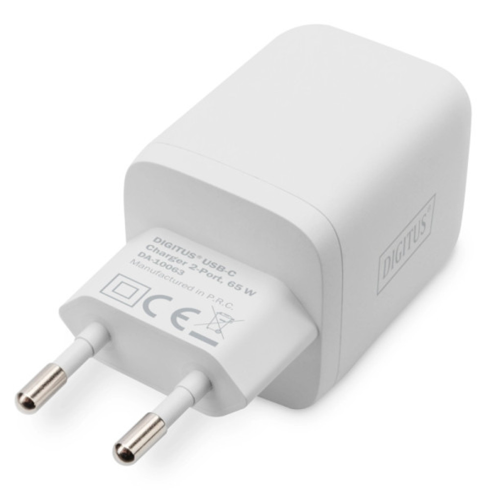 Зарядний пристрій Digitus 2xUSB-C PD65W GaN (DA-10063)