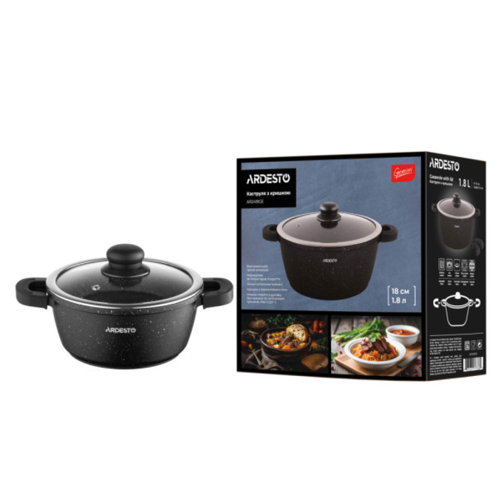 Каструля Ardesto Gemini Anzio, 1.8л, алюміній, чорний (AR2418GE)