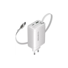 Зарядний пристрій Canyon 1xUSB-C PD65W + 1xUSB QC3.0 + cable USB-C to USB-C white (CNS-CURC65ACW)