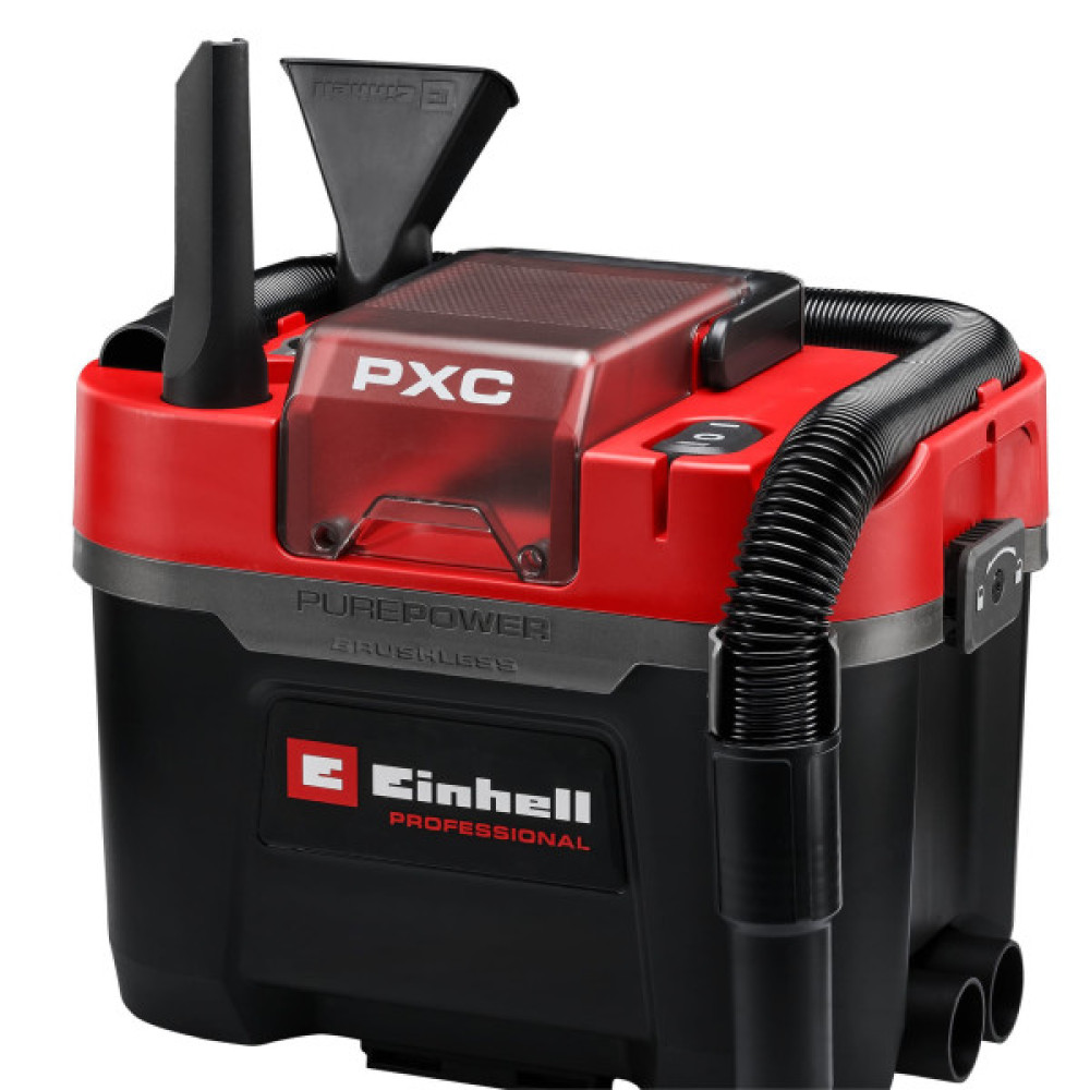 Пилосос професійний акумуляторний Einhell Professional TP-VC 18/10 Li BL 18В 130мбар контейнер 10л вологе/сухе прибирання Dust Class L 3.05кг без АКБ та ЗП