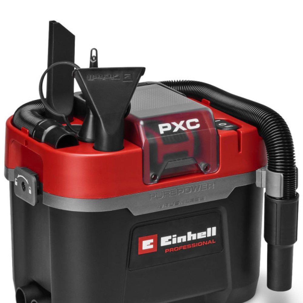 Пилосос професійний акумуляторний Einhell Professional TP-VC 18/10 Li BL 18В 130мбар контейнер 10л вологе/сухе прибирання Dust Class L 3.05кг без АКБ та ЗП