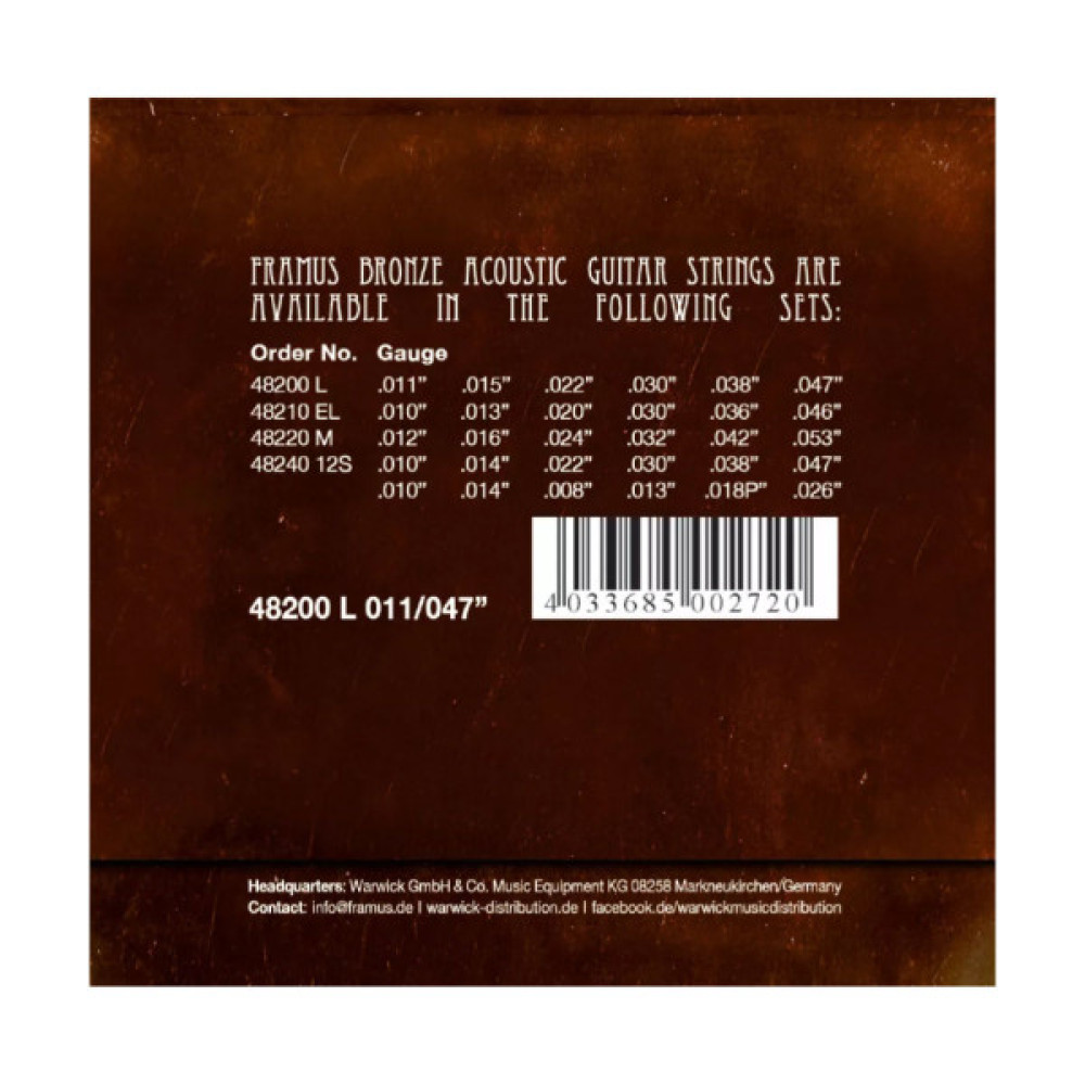 Струни для гітари Framus Bronze Light (11-47) (48200 L)