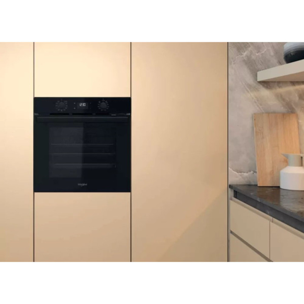 Духова шафа Whirlpool електрична, 71л, A+, дисплей, конвекція, телескопічні напрямні, чорний