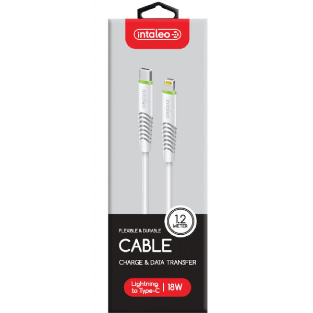 Дата кабель USB-C to Lightning 1.2m 18W white Intaleo (1283126504099)