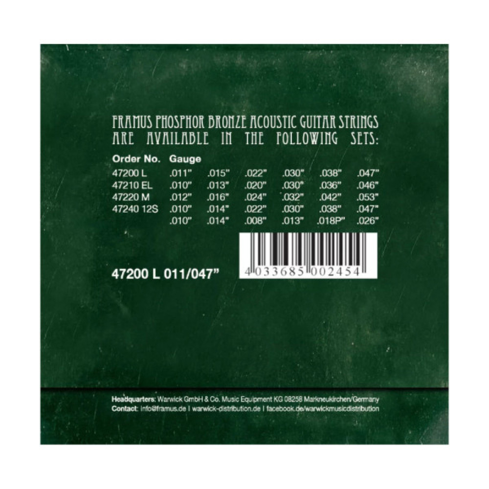 Струни для гітари Framus Phosphor Bronze Light (11-47) (47200 L)