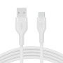 Кабель USB-A > USB-C заряджання/синхронізації Belkin 2м, 15Вт, Type-C, силіконовий з кліпсою, білий