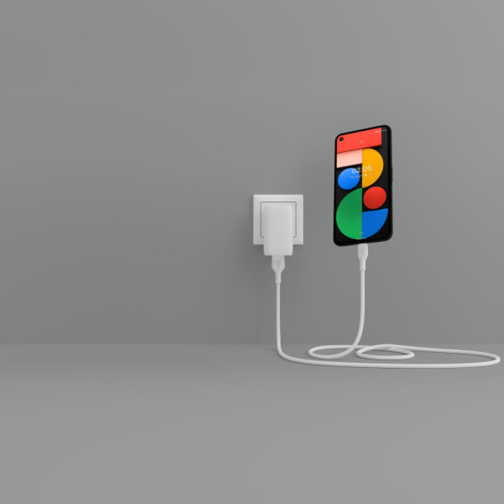 Кабель USB-A > USB-C заряджання/синхронізації Belkin 2м, 15Вт, Type-C, силіконовий з кліпсою, білий