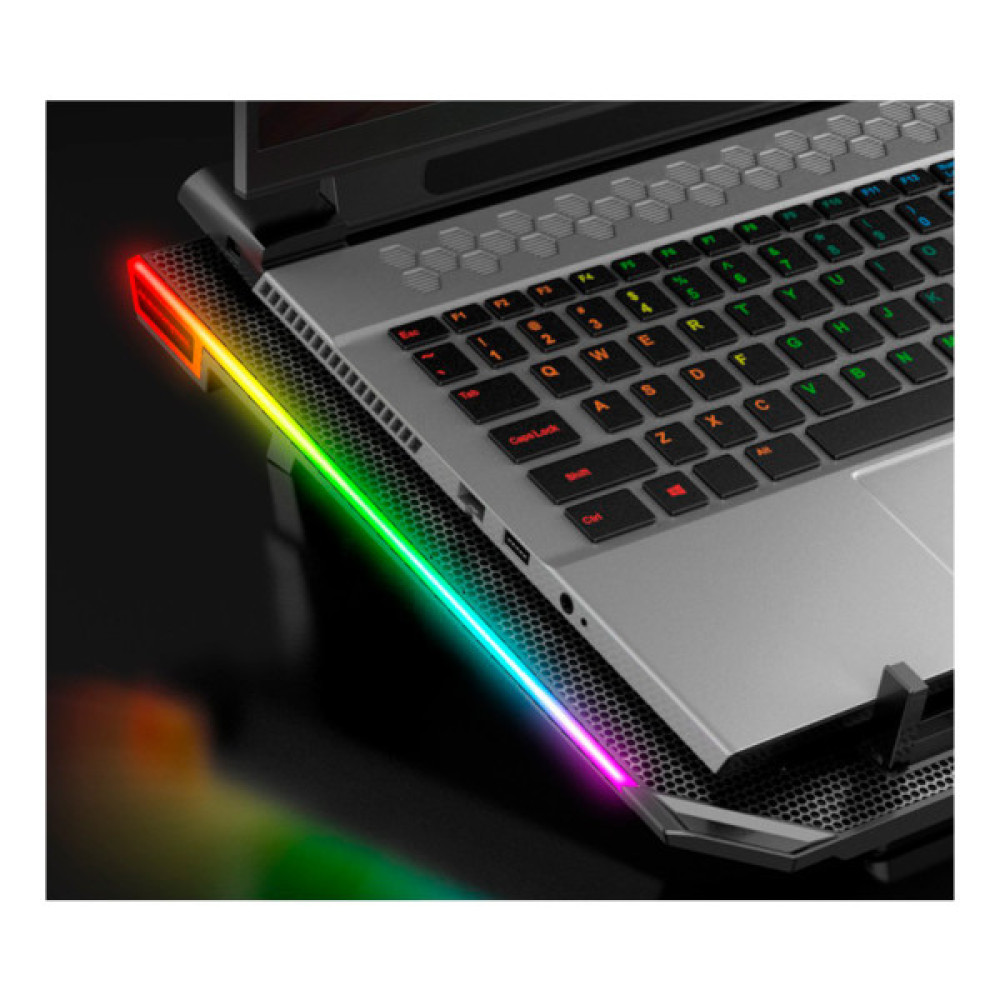 Підставка до ноутбука IceCoorel 10-15.6", 6*80mm 1800 RPM, 2*USB, 366x256x23mm, RGB (A17)
