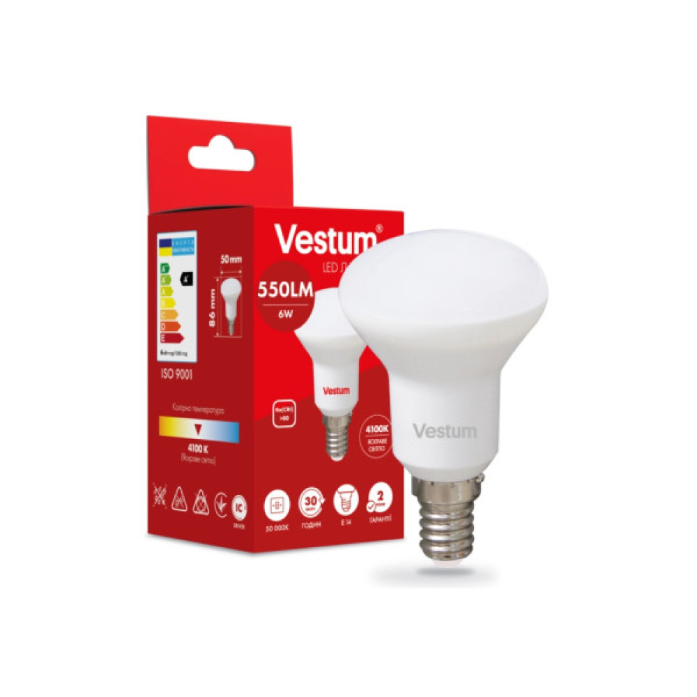Лампочка Vestum R50 6W 4100K 220V E14 (1-VS-1402)