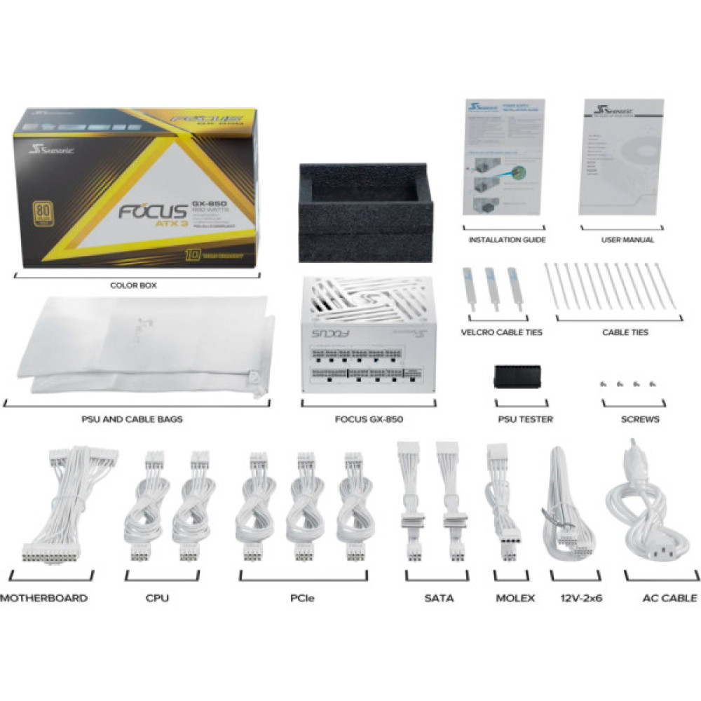 Блок живлення Seasonic 850W FOCUS-GX-850-ATX31-WH (FOCUS-GX-850-ATX31-WHITE)