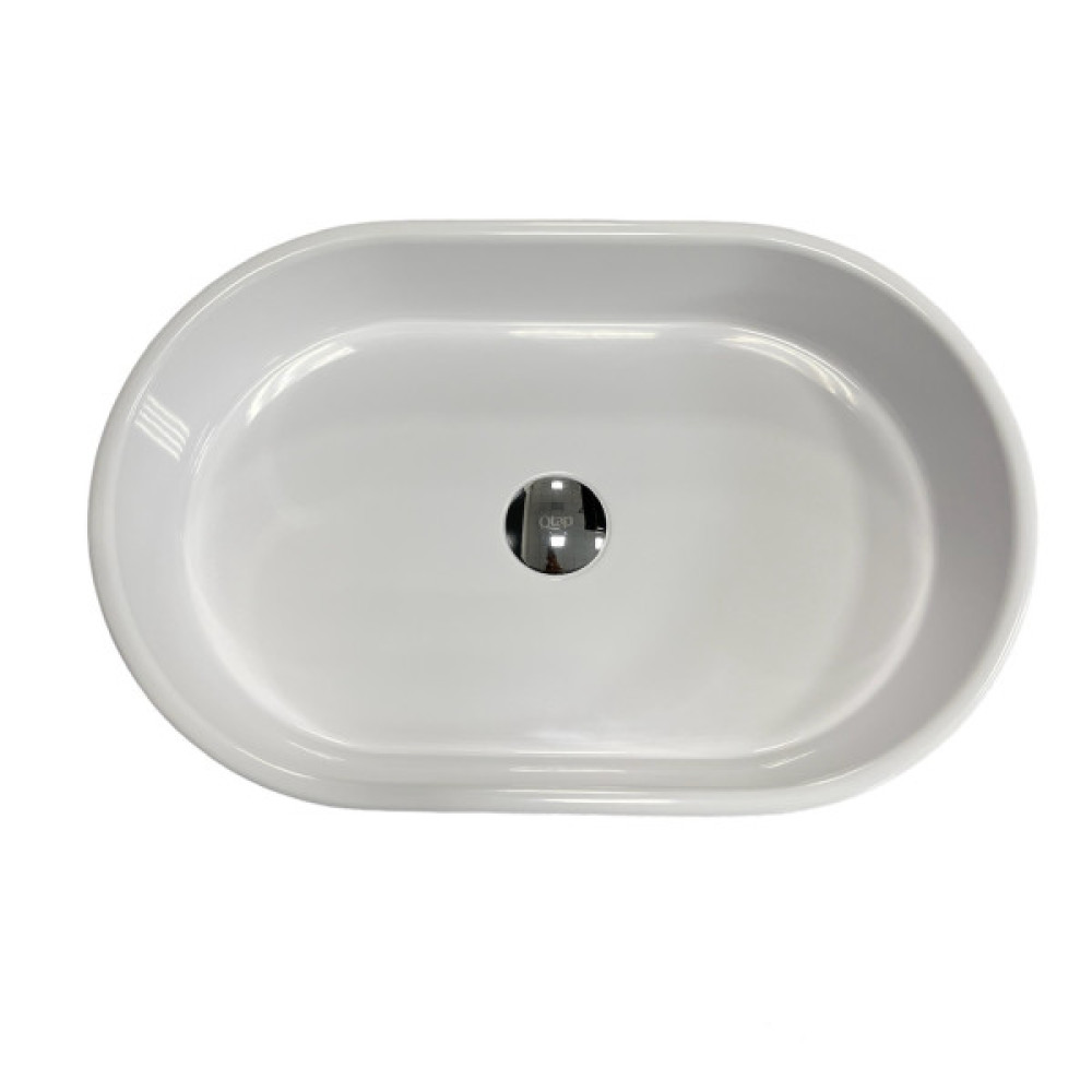 Раковина, умивальник Adamant BESTE NEW, штучний камінь, овальна, без отвору для змішувача та переливу, 540x350x11мм, накладний, чорно-білий