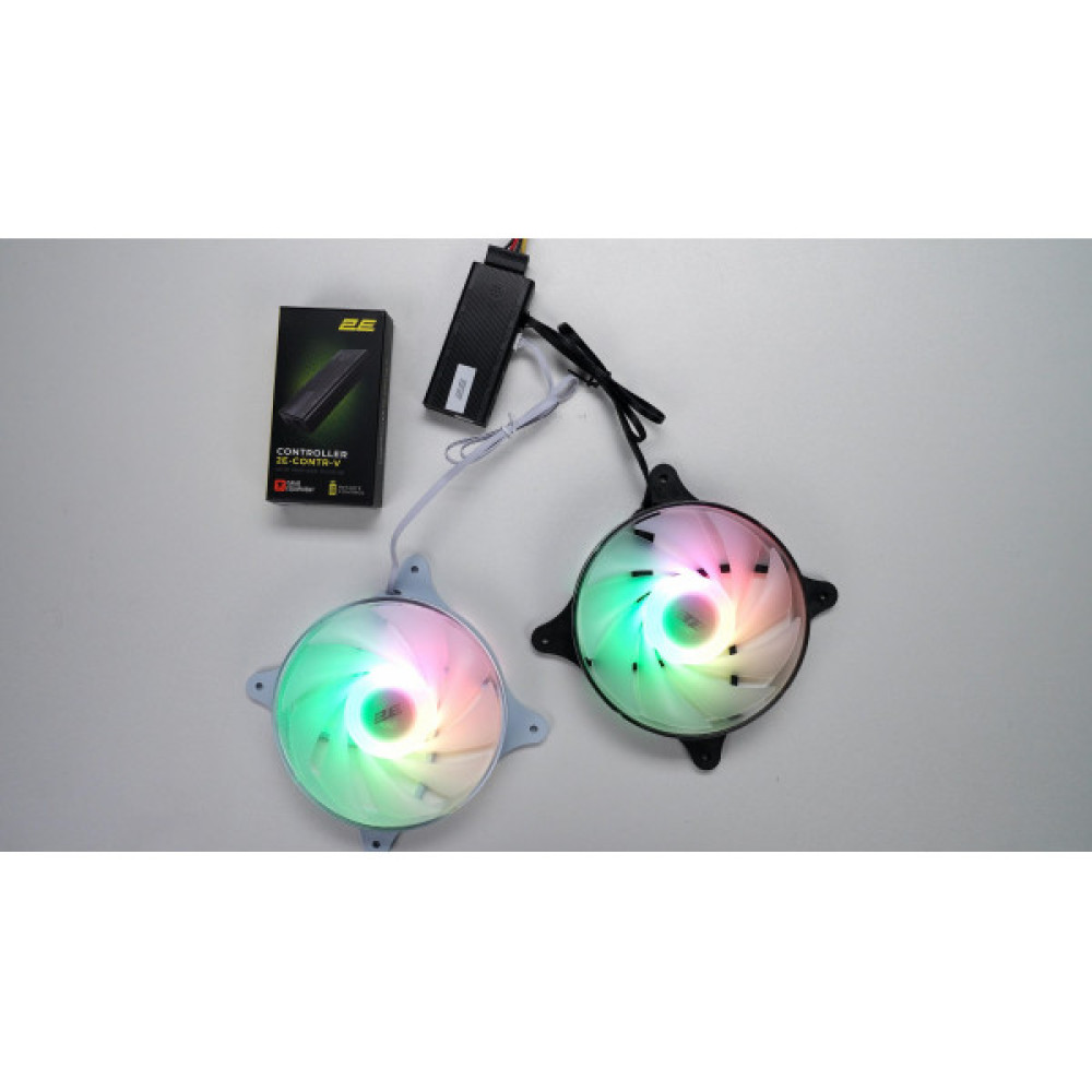 Корпусний вентилятор 2E GAMING Air Cool ACF120VRB-ARGB 120мм, 1200rpm, 4pin, 23dBa, reversed, чорний