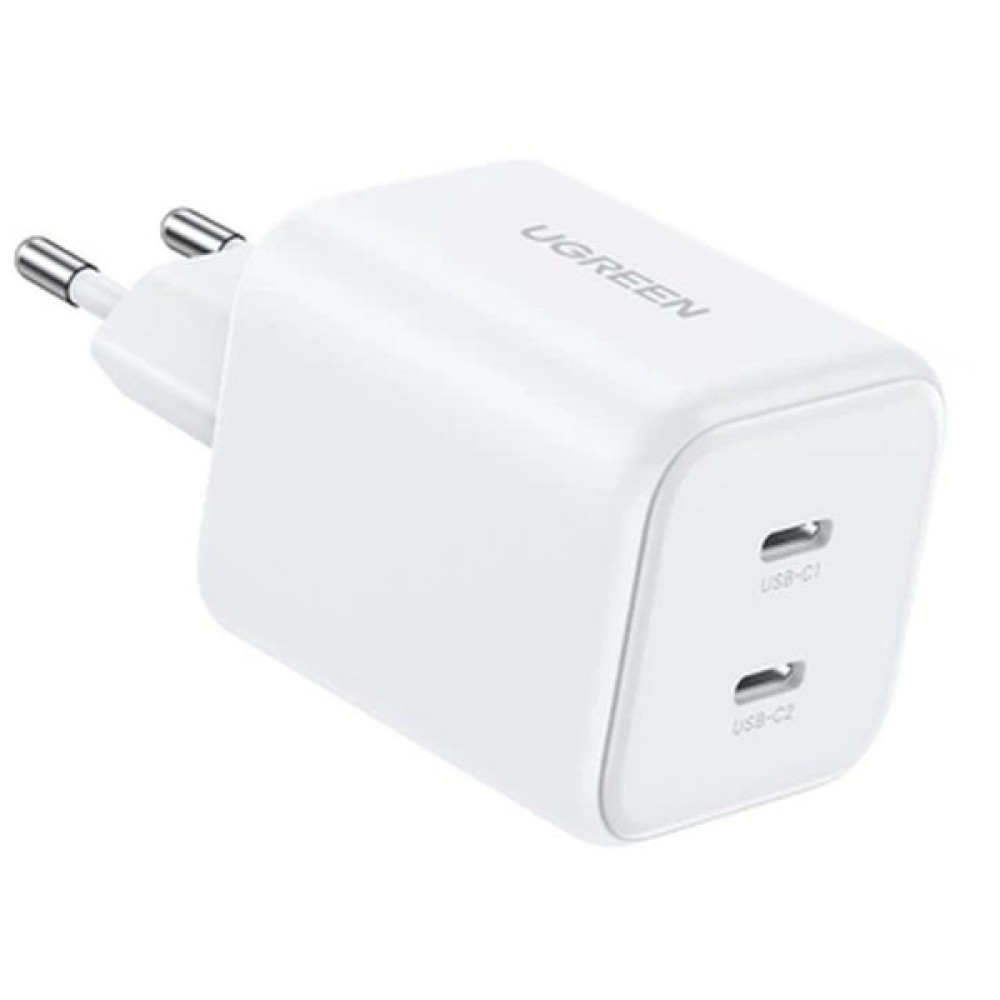 Зарядний пристрій Ugreen X526 2xUSB-C PD45W GaN white (65154)