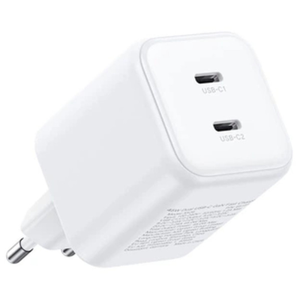 Зарядний пристрій Ugreen X526 2xUSB-C PD45W GaN white (65154)