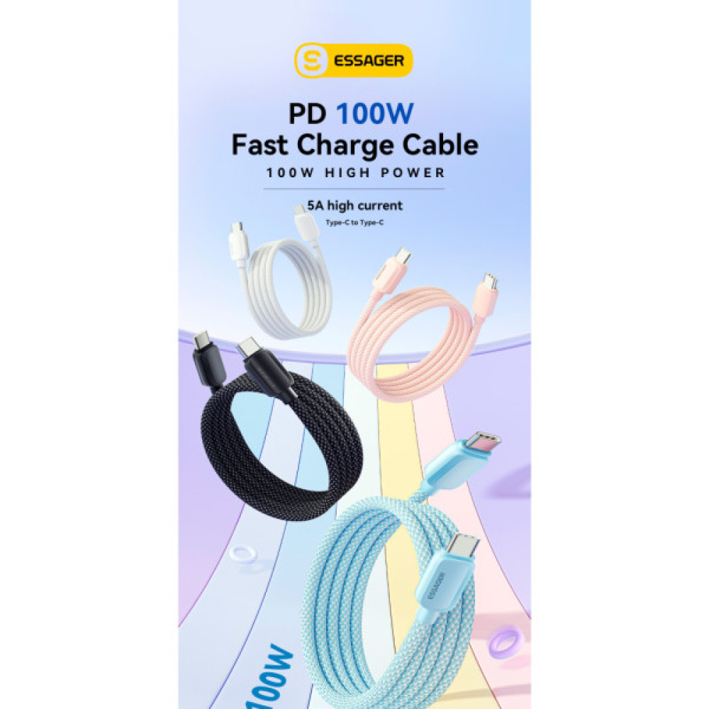 Дата кабель USB-C to USB-C 3.0m 100W black Essager (EXCTT1-WLC01-P)