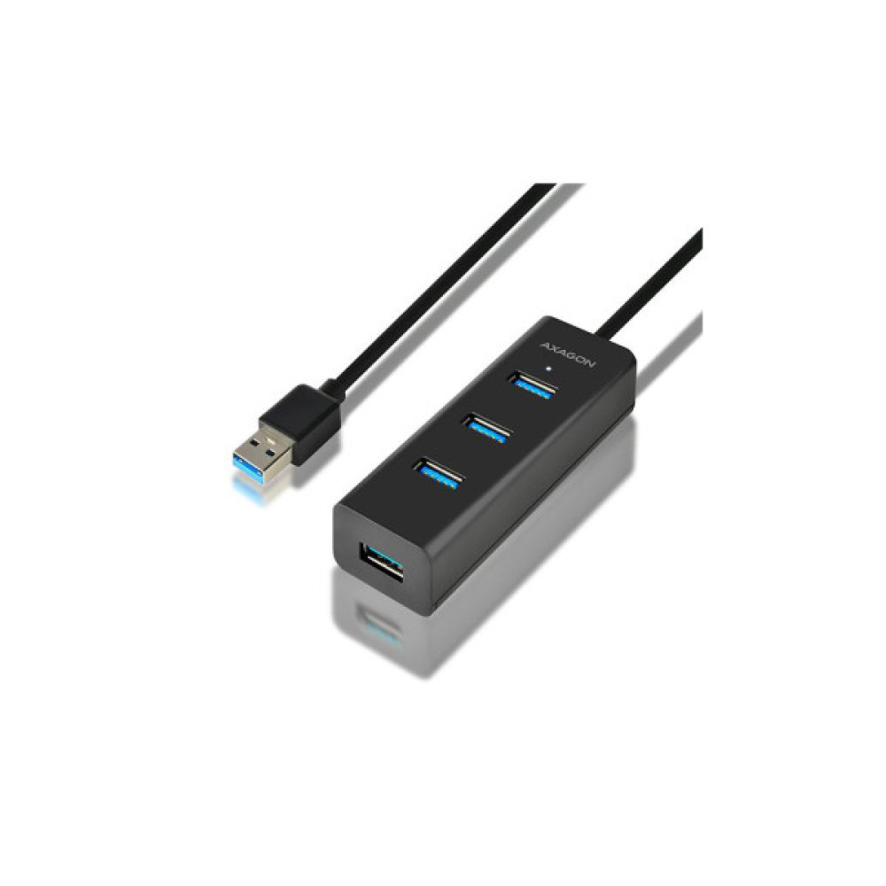 Концентратор AXAGON USB 3.1 to 4xUSB 3.0 1.2m + cable USB to Micro 5P black (HUE-S2BL)
