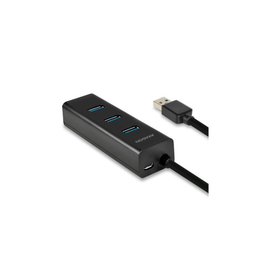Концентратор AXAGON USB 3.1 to 4xUSB 3.0 1.2m + cable USB to Micro 5P black (HUE-S2BL)