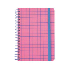 Блокнот Axent на спіралі А5 120 аркушів, клітинка, тверда обкладинка, рожевий (8460-2-A)