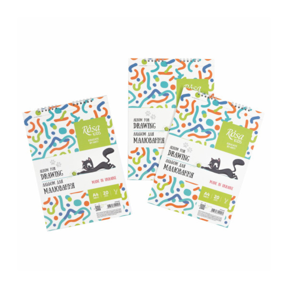 Альбом для малювання Rosa Kids на спіралі Cats А4 20 аркушів (4823098542995)