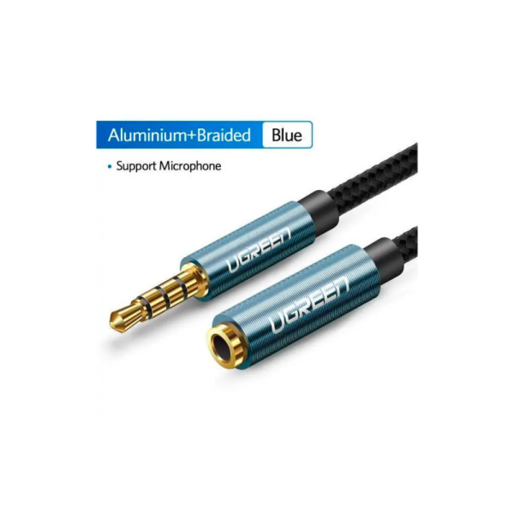 Кабель мультимедійний 3.5mm M to 3.5mm F 1.5m AV118 blue Ugreen (40674)