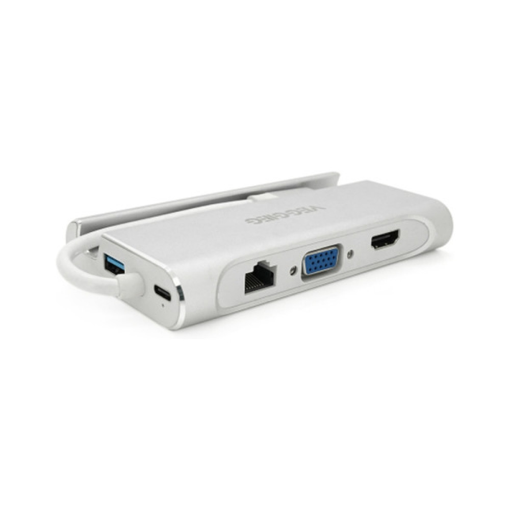 Концентратор VEGGIEG USB-C 5-in-1 USB-C + 3xUSB 3.0 + HDMI + RJ45 0.1m silver (TC07-S)