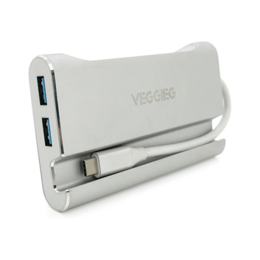 Концентратор VEGGIEG USB-C 5-in-1 USB-C + 3xUSB 3.0 + HDMI + RJ45 0.1m silver (TC07-S)