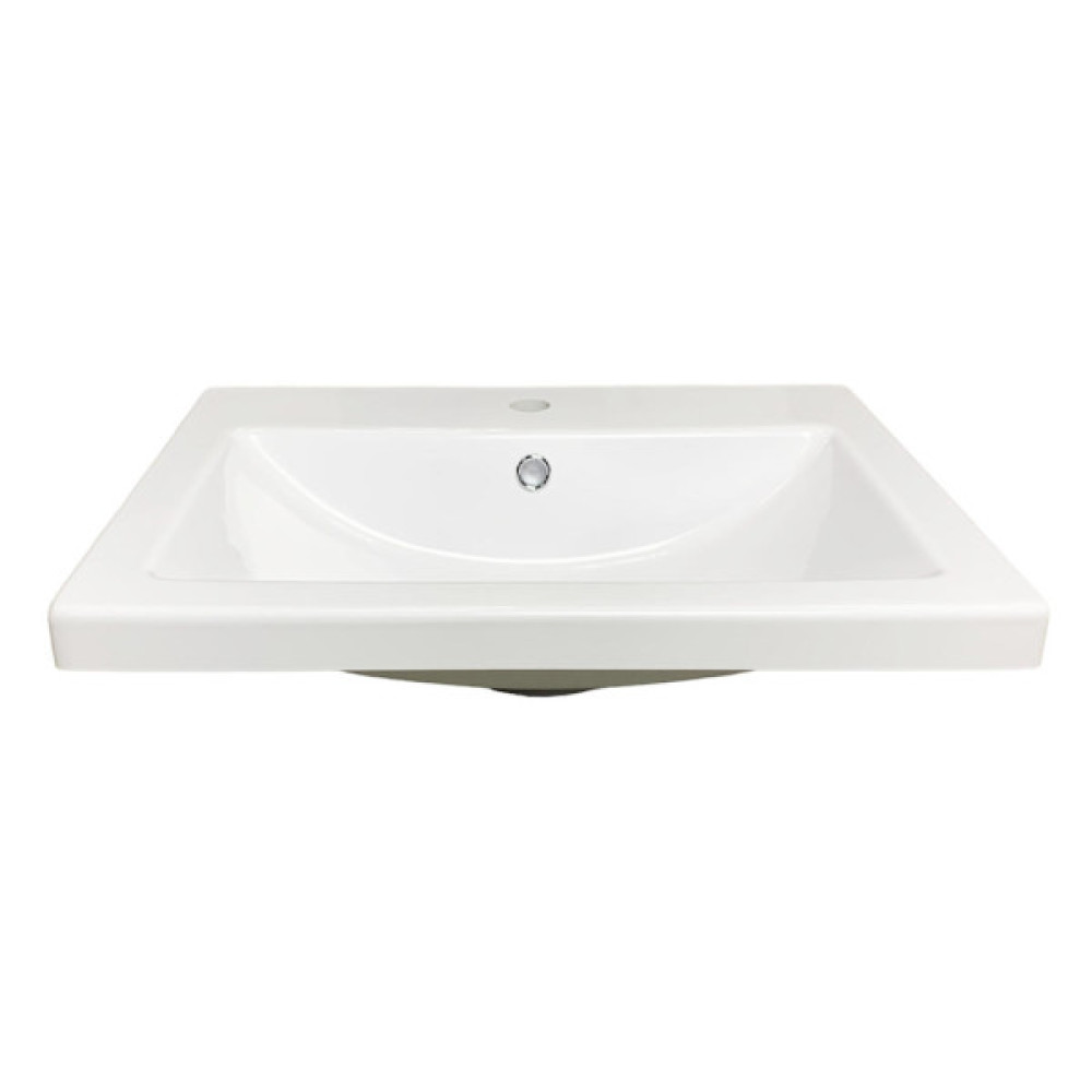 Раковина, умивальник Adamant CERS, штучний камінь, прямокут., з отвором для змішувача, з отвором для переливу, 595x450x158мм, накладний, білий
