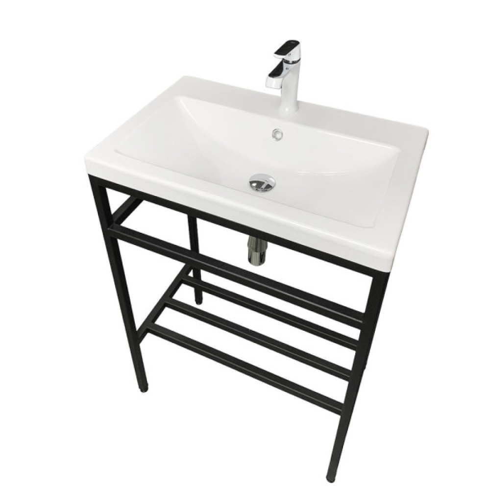 Раковина, умивальник Adamant CERS, штучний камінь, прямокут., з отвором для змішувача, з отвором для переливу, 595x450x158мм, накладний, білий