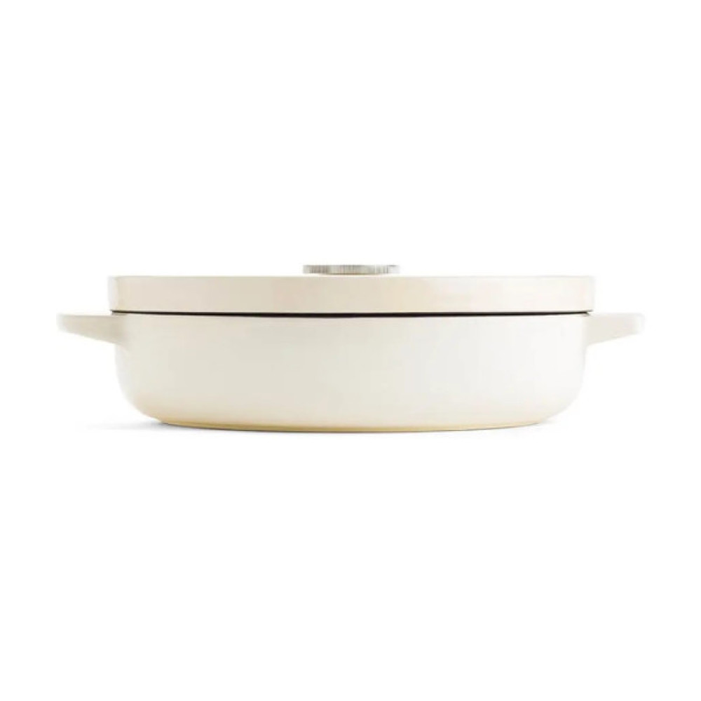 Сотейник KitchenAid Cast Iron чавунний з кришкою, 26 см, 2,77 л, мигдалевий крем (CC009010-001)