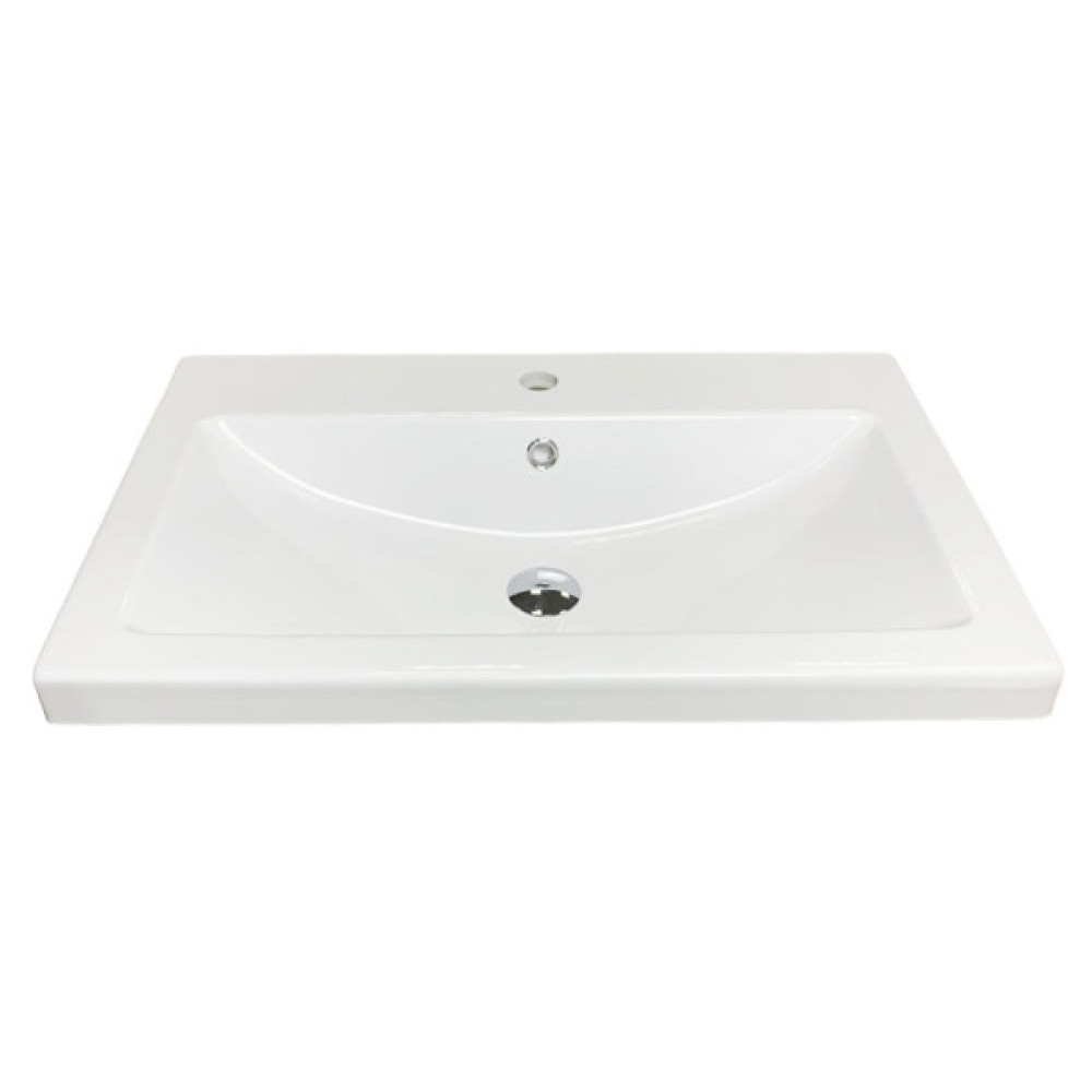 Раковина, умивальник Adamant CERS, штучний камінь, прямокут., з отвором для змішувача, з отвором для переливу, 695x450x158мм, накладний, білий