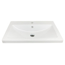 Раковина, умивальник Adamant CERS, штучний камінь, прямокут., з отвором для змішувача, з отвором для переливу, 695x450x158мм, накладний, білий