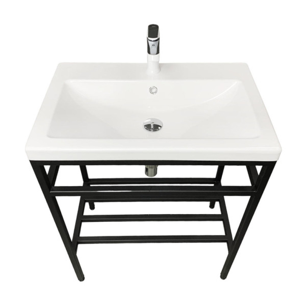 Раковина, умивальник Adamant CERS, штучний камінь, прямокут., з отвором для змішувача, з отвором для переливу, 695x450x158мм, накладний, білий