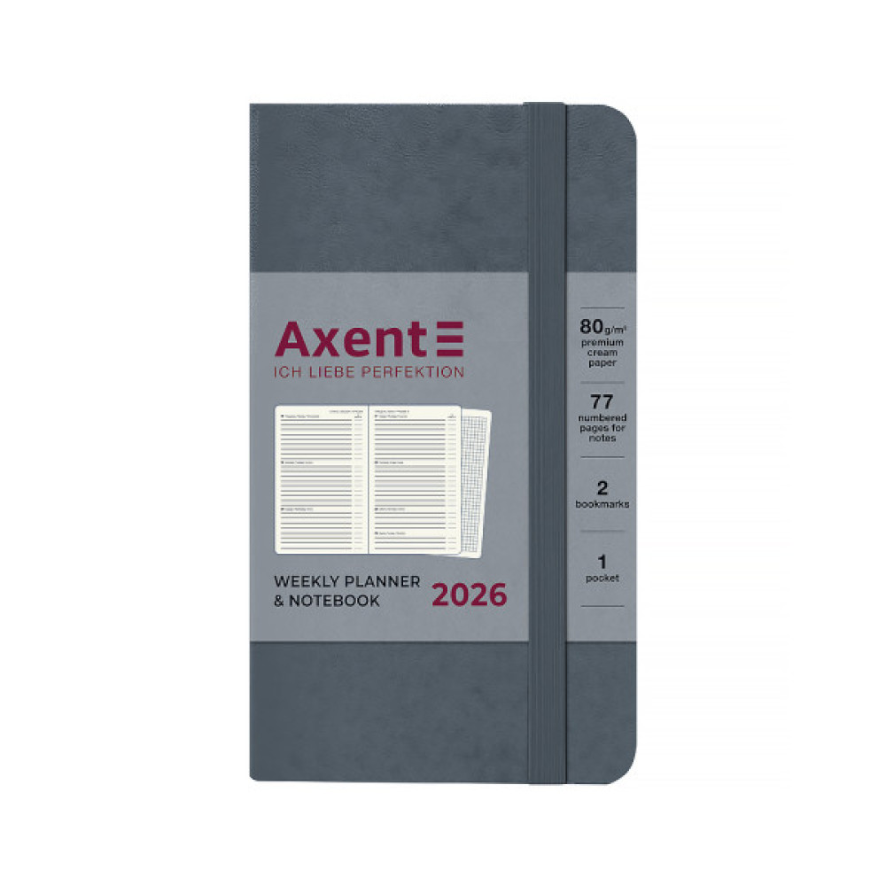 Тижневик Axent датований 2026 Pocket Strong 90х150, сірий (8508-26-62-A)