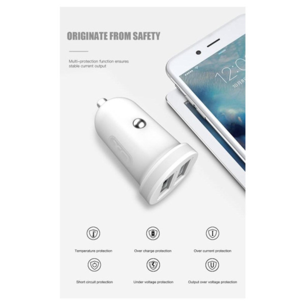Зарядний пристрій XO CC18 2.1A/2 USB White (XO-CC18-WH)