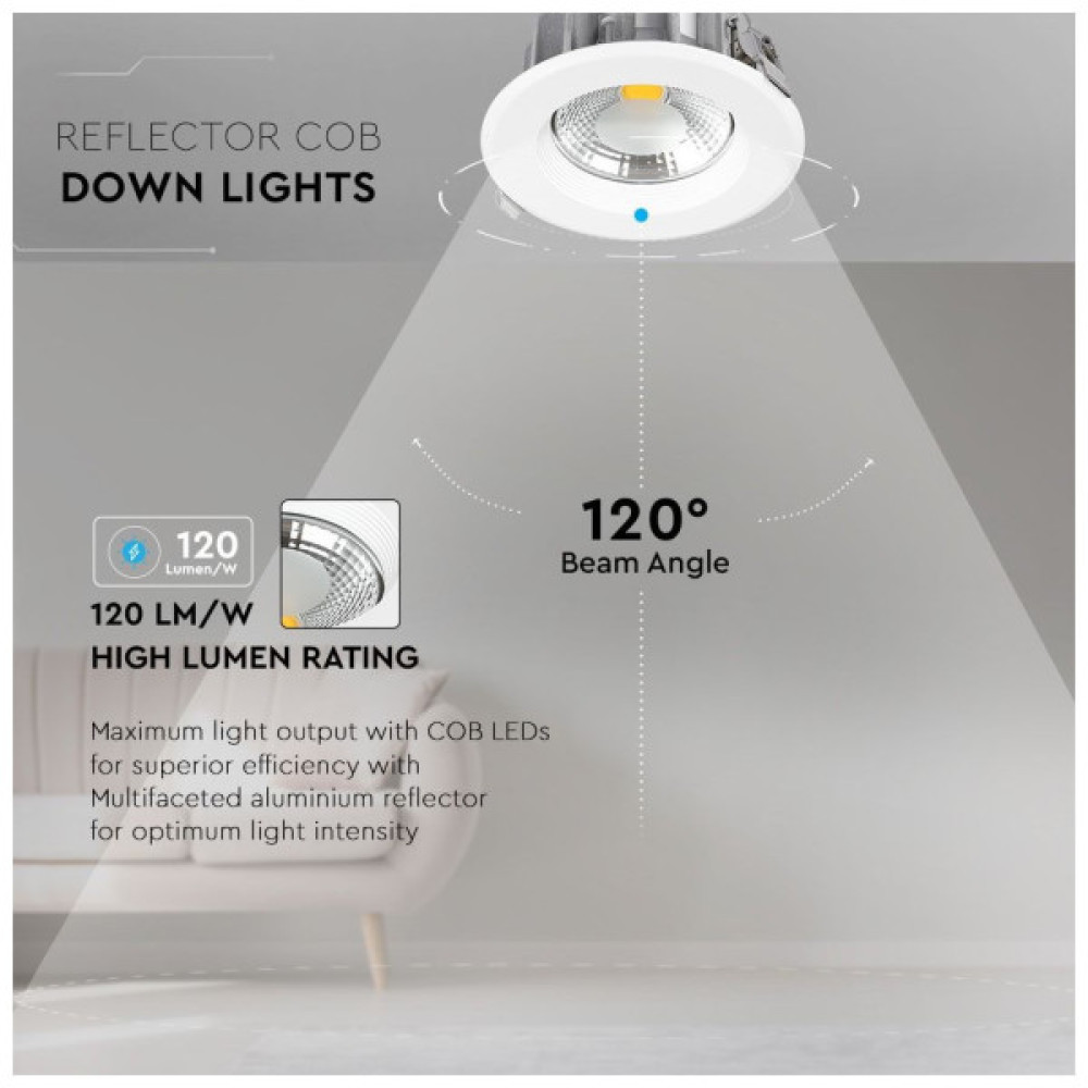 Світильник точковий V-TAC LED 10W, SKU-1272, 230V, 6.4K, 1200Lm (3800157611947)