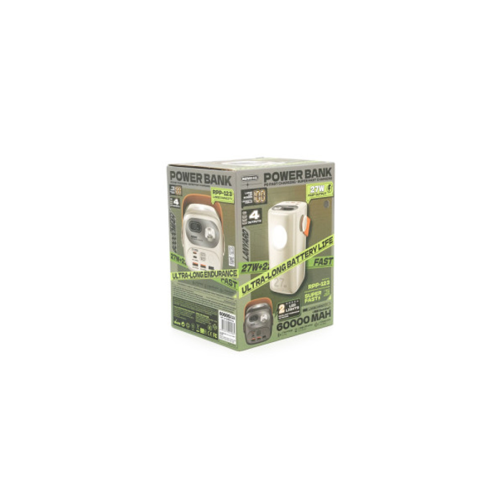 Батарея універсальна Remax 60000mAh, PD, QC/27W+22.5W, Gray (RPP-123)