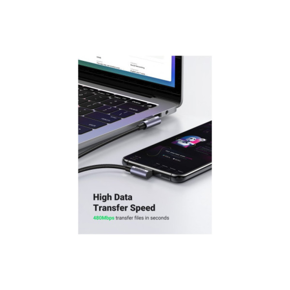 Дата кабель USB 2.0 AM to Type-C 1.0m US176 Both Angled 3A (Black) Ugreen (20856)