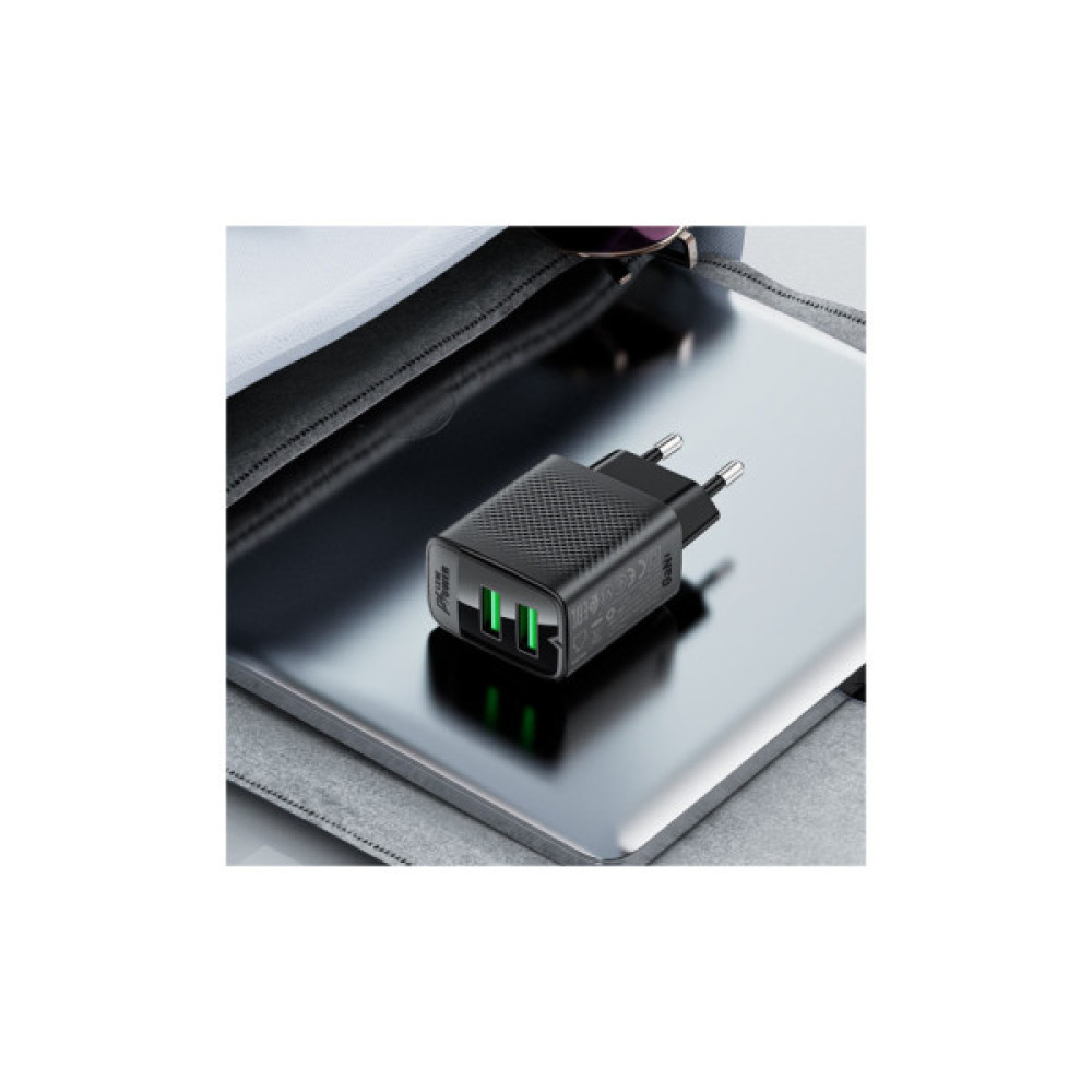 Зарядний пристрій Acefast 2xUSB 12W A86 black (6974316283270)