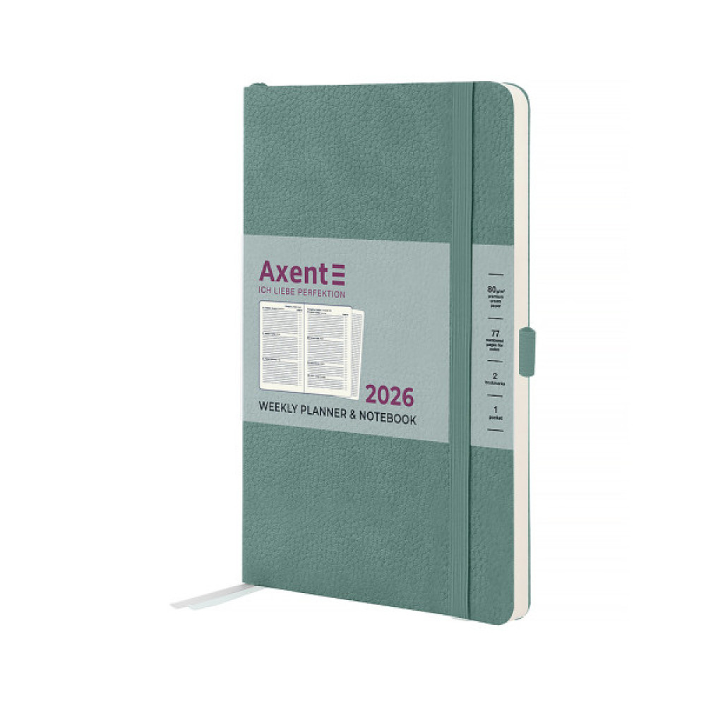 Тижневик Axent датований 2026 Partner Soft Skin 125х195, сіро-лазурний (8509-26-48-A)