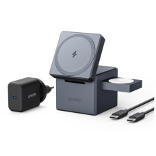 Зарядний пристрій Anker MagGo Wireless Charging Station 15W 3-in-1 Cube Black (Y1811G11)