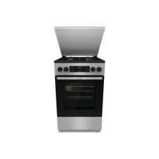 Плита Gorenje комбінована, 62л, 50x60см, метал. кришка, дисплей, емальовані реш, титан