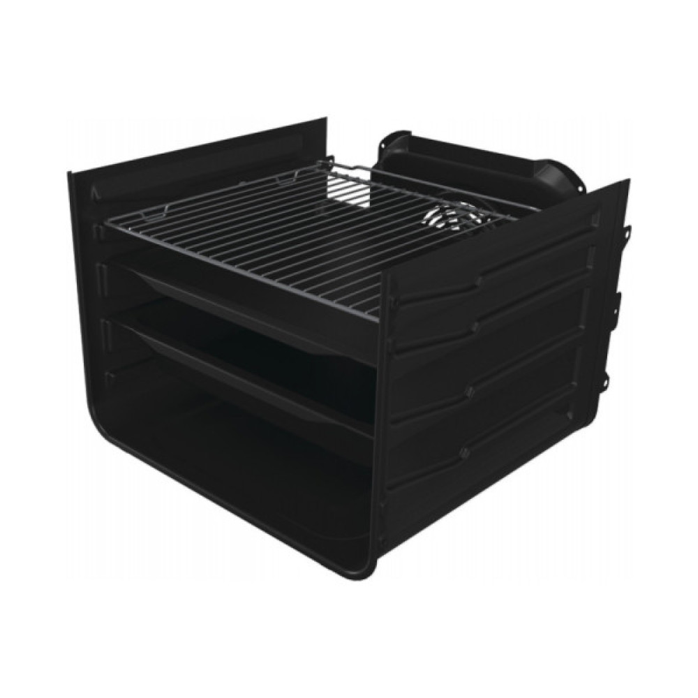 Плита Gorenje комбінована, 62л, 50x60см, метал. кришка, дисплей, емальовані реш, титан