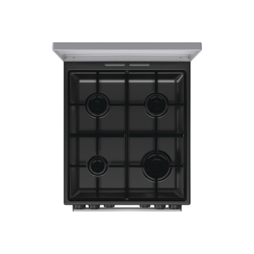 Плита Gorenje комбінована, 62л, 50x60см, метал. кришка, дисплей, емальовані реш, титан