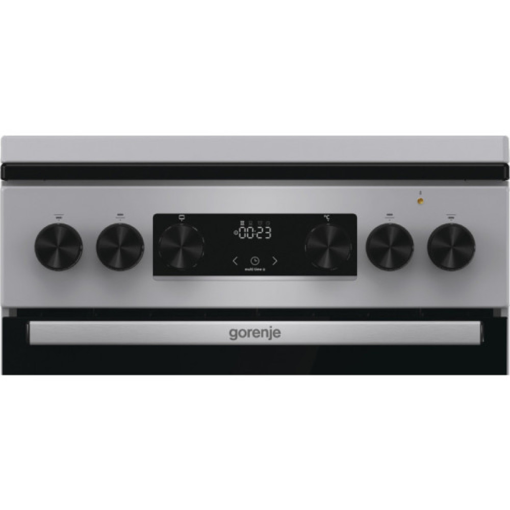 Плита Gorenje комбінована, 62л, 50x60см, метал. кришка, дисплей, емальовані реш, титан